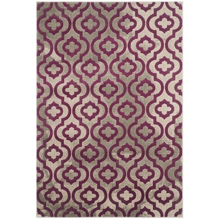 Safavieh Porcello Power Loomed Rectangle Rug- Light Grey - Purple- 4 ft. 1 in. x 6 ft. PRL7734B-4